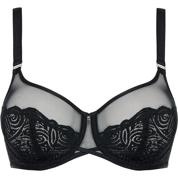 NWT! Chantelle Women's 1461 Pyramid Underwire Bra BLACK/42DD - Picture 3 of 6